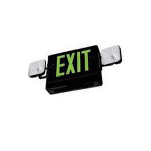 Basic/Universal Combo LED Exit & Emergency Light - Single or Double Face  - Green Letters/Black Housing