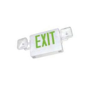Basic/Universal Combo LED Exit & Emergency Light - Single or Double Face  - Remote Capable - Green Letters/White Housing