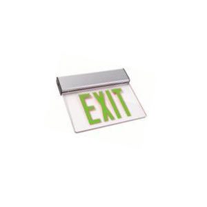 Edge Lit LED Exit Sign - Double Face  - Battery Backup - Self Diagnostic Testing - Green Letters/Clear Face