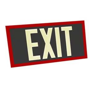 100-foot Viewing-Single Face-Self-Luminous Exit Sign-Black w/ Red Frame