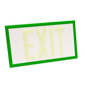 100-foot Viewing-Single Face-Self-Luminous Exit Sign-White w/ Green Frame