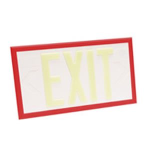 100-foot Viewing-Double Face-Self-Luminous Exit Sign-White w/ Red Frame