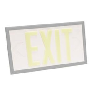 100-foot Viewing-Double Face-Self-Luminous Exit Sign-White w/ Silver Frame