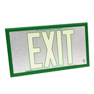 50-foot Viewing-Single Face-Self-Luminous Exit Sign-Aluminum & Green w/ Green Frame