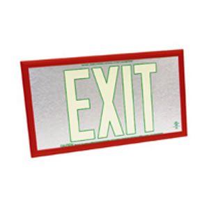 50-foot Viewing-Double Face-Self-Luminous Exit Sign-Aluminum & Green w/ Red Frame