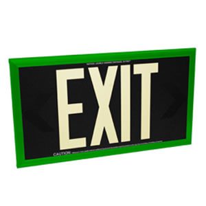 100-foot Viewing-Single Face-Self-Luminous Exit Sign-Black w/ Green Frame