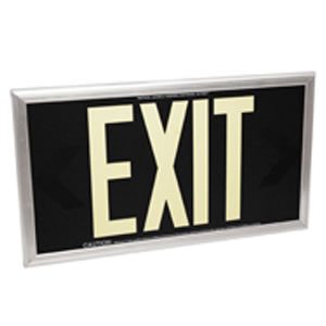 100-foot Viewing-Double Face-Self-Luminous Exit Sign-Black w/ Silver Frame