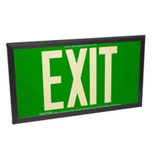 100-foot Viewing-Single Face-Self-Luminous Exit Sign-Green w/ Black Frame