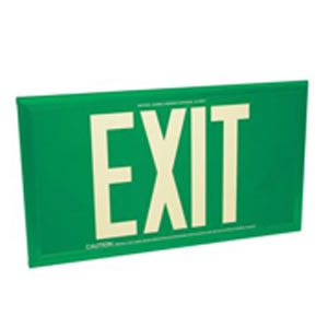 100-foot Viewing-Double Face-Self-Luminous Exit Sign-Green w/ Green Frame