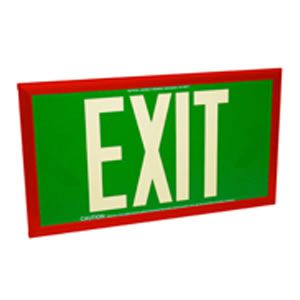 100-foot Viewing-Single Face-Self-Luminous Exit Sign-Green w/ Red Frame