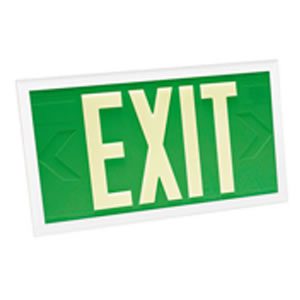 100-foot Viewing-Double Face-Self-Luminous Exit Sign-Green w/ White Frame
