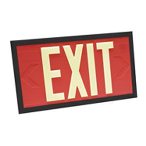 50-foot Viewing-Double Face-Self-Luminous Exit Sign-Red w/ Black Frame