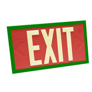 100-foot Viewing-Double Face-Self-Luminous Exit Sign-Red w/ Green Frame
