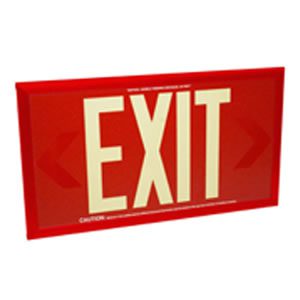100-foot Viewing-Single Face-Self-Luminous Exit Sign-Red w/ Red Frame