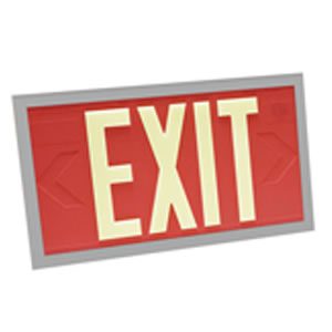 50-foot Viewing-Double Face-Self-Luminous Exit Sign-Red w/ Silver Frame