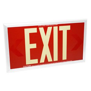 50-foot Viewing-Single Face-Self-Luminous Exit Sign-Red w/ White Frame