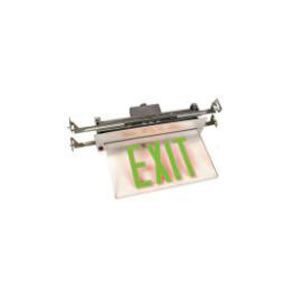 Recessed Edge-Lit Single Face Exit Sign w/ Battery Back-up- Green Letters