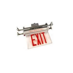Recessed Edge-Lit Single Face Exit Sign w/ Battery Back-up- Red Letters