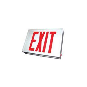 Steel Housing Exit Sign w/ Battery Back-up - White Housing, Red Letters