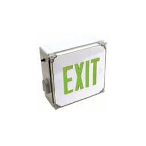 Wet Location Single Face LED Exit Sign w/ Battery Back-up 120v/277v - Green Letters