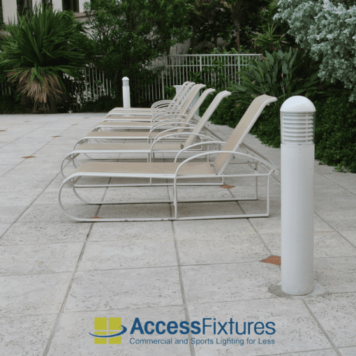 Round Dome Top Bollards Louvers White Florida Hotel Pool
