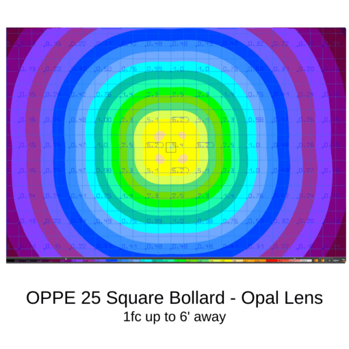 25w square bollard opal lens