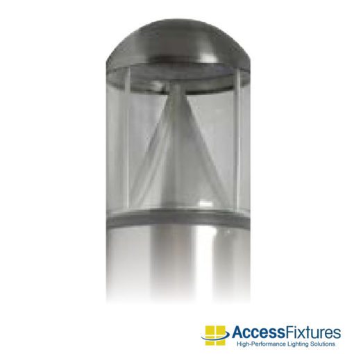 17w Turtle & Wildlife Friendly Round Dome Top Bollard: Stainless Cone 120-277v - detail