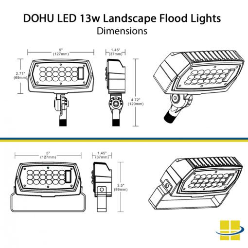 13w landscape flood lights dimensions