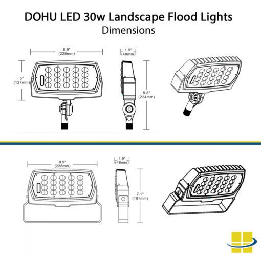 30w landscape flood lights dimensions