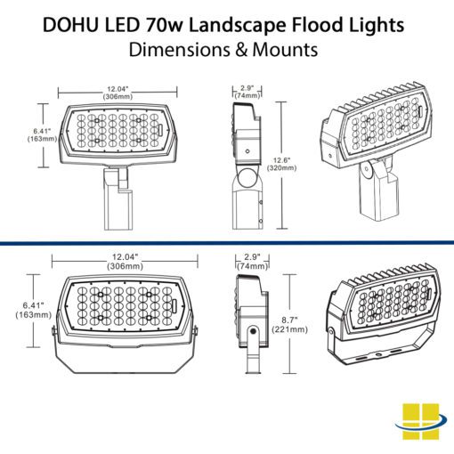 70w landscape flood lights dimensions mounts