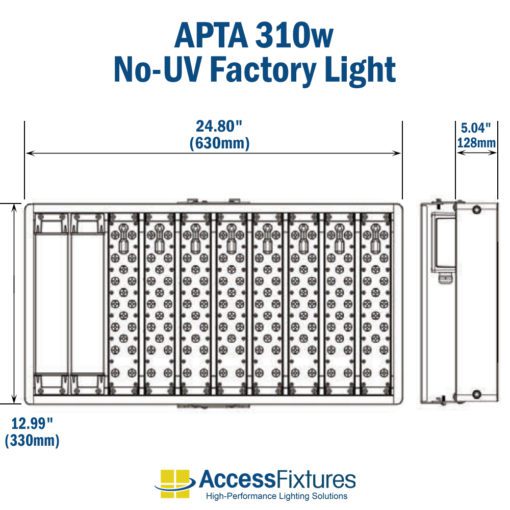 APTA 310w LED High Bay (No UV) 347-480v: 200,000-Hr. Life dimensions