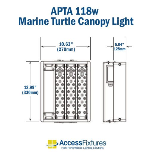 APTA 118w Turtle-Friendly LED Canopy Light 120-277v: 200,000-Hr. Life dimensions