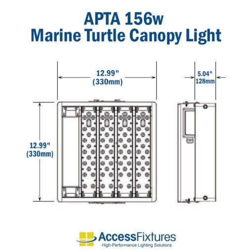 APTA 156w Turtle-Friendly LED Canopy Light 347-480v: 200,000-Hr. Life dimensions