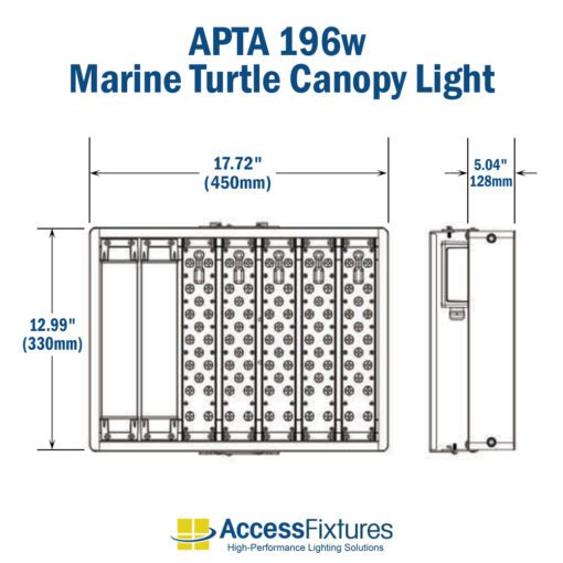 APTA 196w Turtle-Friendly LED Canopy Light 347-480v: 200,000-Hr. Life dimensions