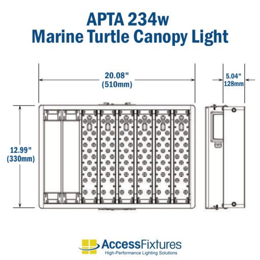 APTA 234w Turtle-Friendly LED Canopy Light 347-480v: 200,000-Hr. Life dimensions