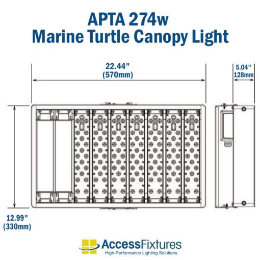 APTA 274w Turtle-Friendly LED Canopy Light 120-277v: 200,000-Hr. Life dimentions