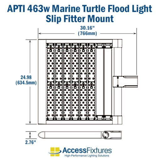 APTI 463w Marine Turtle Flood Light 120-277v: Long Life LED slip fitter dimensions