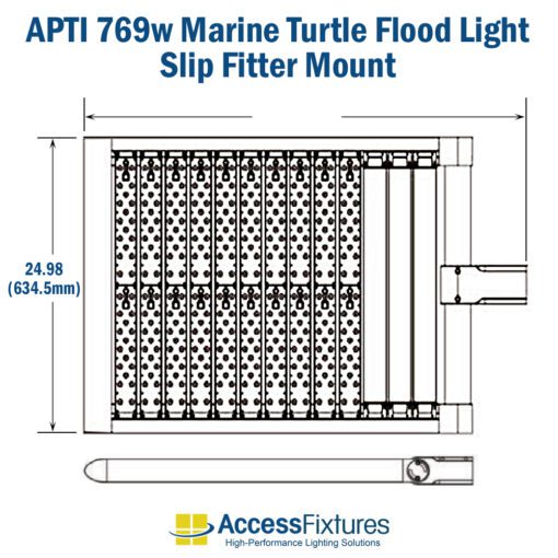 APTI 769w Turtle-Friendly LED Flood Light 120-277v: 200,000-Hr. Life slip fitter dimensions