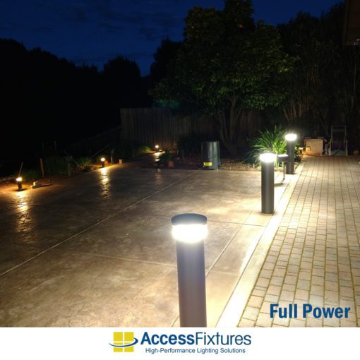 OPPE 26w Round Flat Top LED Bollard Light with Reflector - Dimmable LED Bollard Light - IP67, CSA Rated, Aluminum Housing view one full power