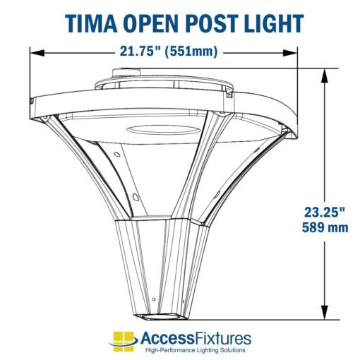 TIMA 191w LED Open Post Light with Aluminum Pole dimensions