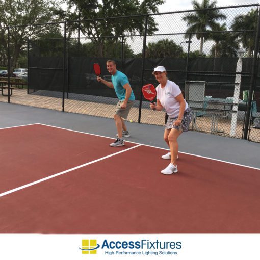 Pickleball 2-Court LED Lighting Package: 2 Poles, 8 Fixtures, 33fc Players