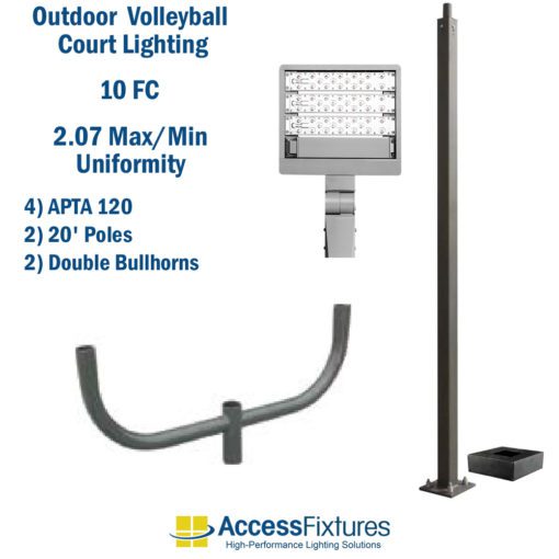 Outdoor Volleyball Court Lighting 20-ft Poles, 10 fc, 2.07 max/min equipment