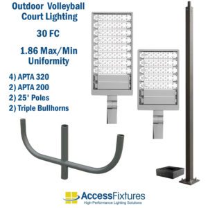 Outdoor Volleyball Court Lighting 25-ft Poles, 30 fc - 1.86 max/min equipment