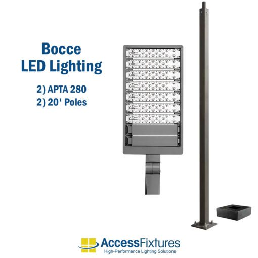 Bocce LED Lighting with Poles - 2 Courts - 11 fc 2.66 max/min equipment