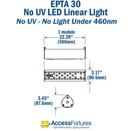 EPTA 30 No UV - No Light Below 450nm Linear LED Light - 120-277v dimensions