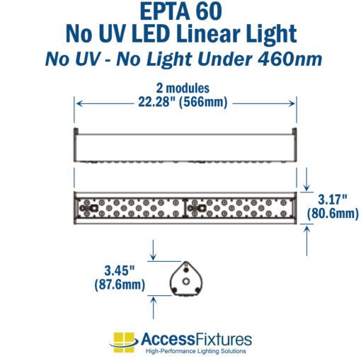 EPTA 60 No UV - No Light Below 450nm Linear LED Light - 120-277v dimensions