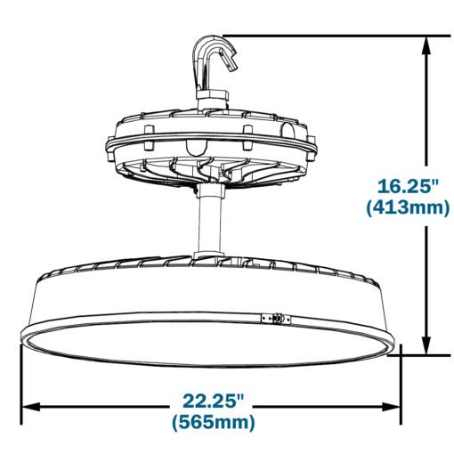 EMBU 296w LED High Bay for High Temperature Locations, Mount at 18-45 ft, 120-277v