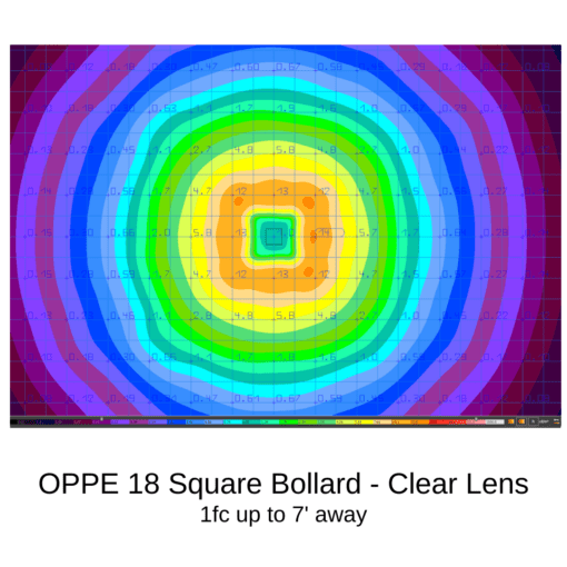 18w square bollard clear lens