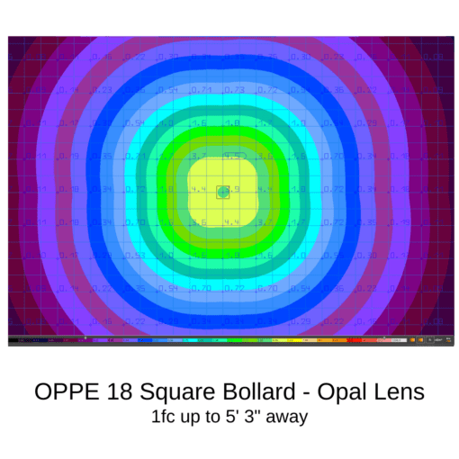 18w square bollard opal lens