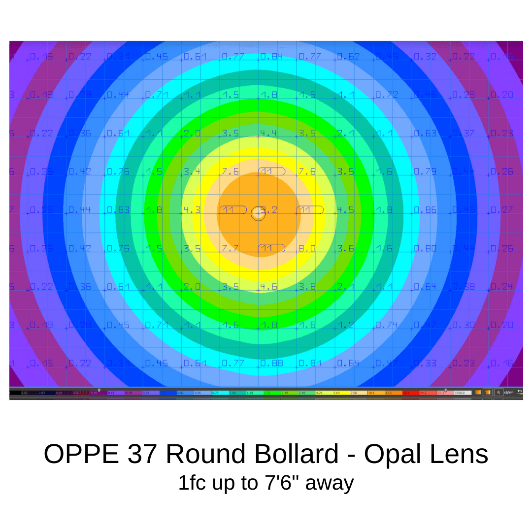 37w round bollard light opal lens